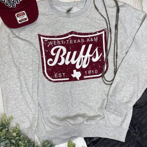 West Texas A&M Buffs Sweatshirt Gray Vintage College Crewneck Pullover